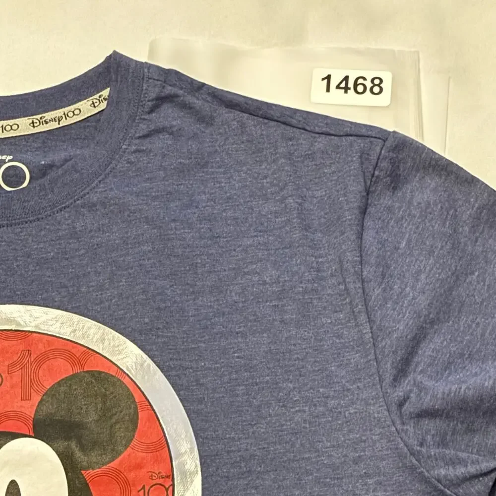 Disney 100 Mickey Mouse Mens Shirt Size Large Blue Short Sleeve Graphic T Shirt